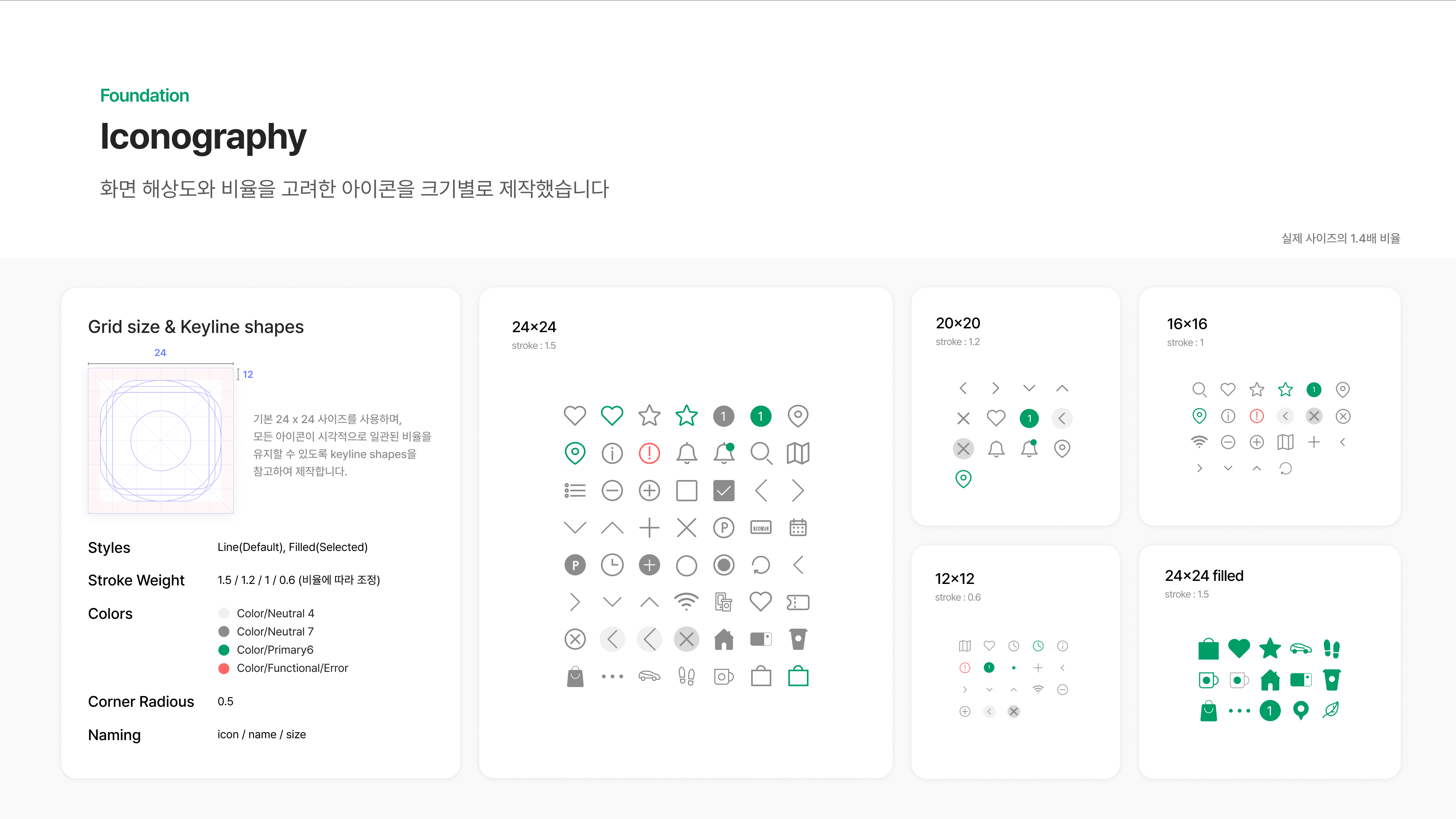 키라인 가이드에 맞춘 통일성 있는 아이콘 세트 디자인